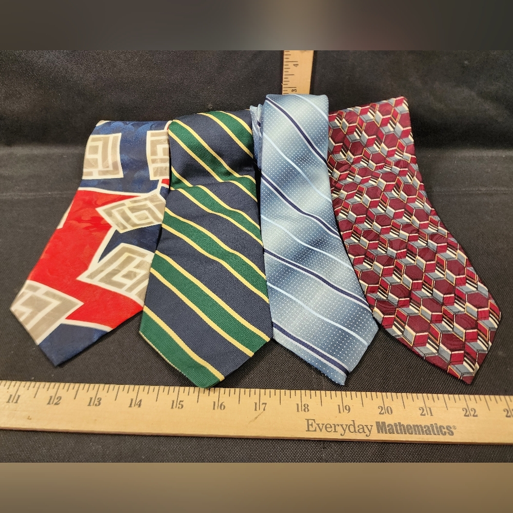 Vintage Lot of 4 Men’s Ties - Red, Green, Light Blue, Burgundy